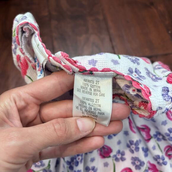 Vintage Small Steps Girls 2T Dress Floral Short Sleeve Summer Square Neck - Picture 4 of 6